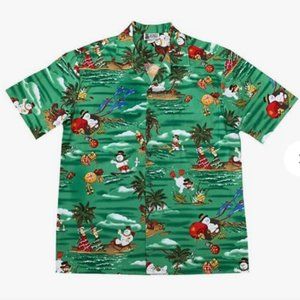Hawaiian Short Sleeve Button Down Snowman Christmas Shirt Size M